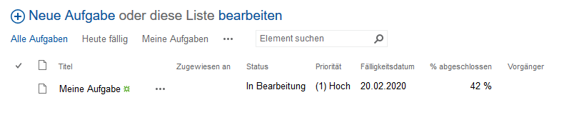 Neue Aufgabe Neue Aufgabe