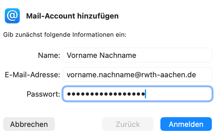 Mail-Account hinzufügen