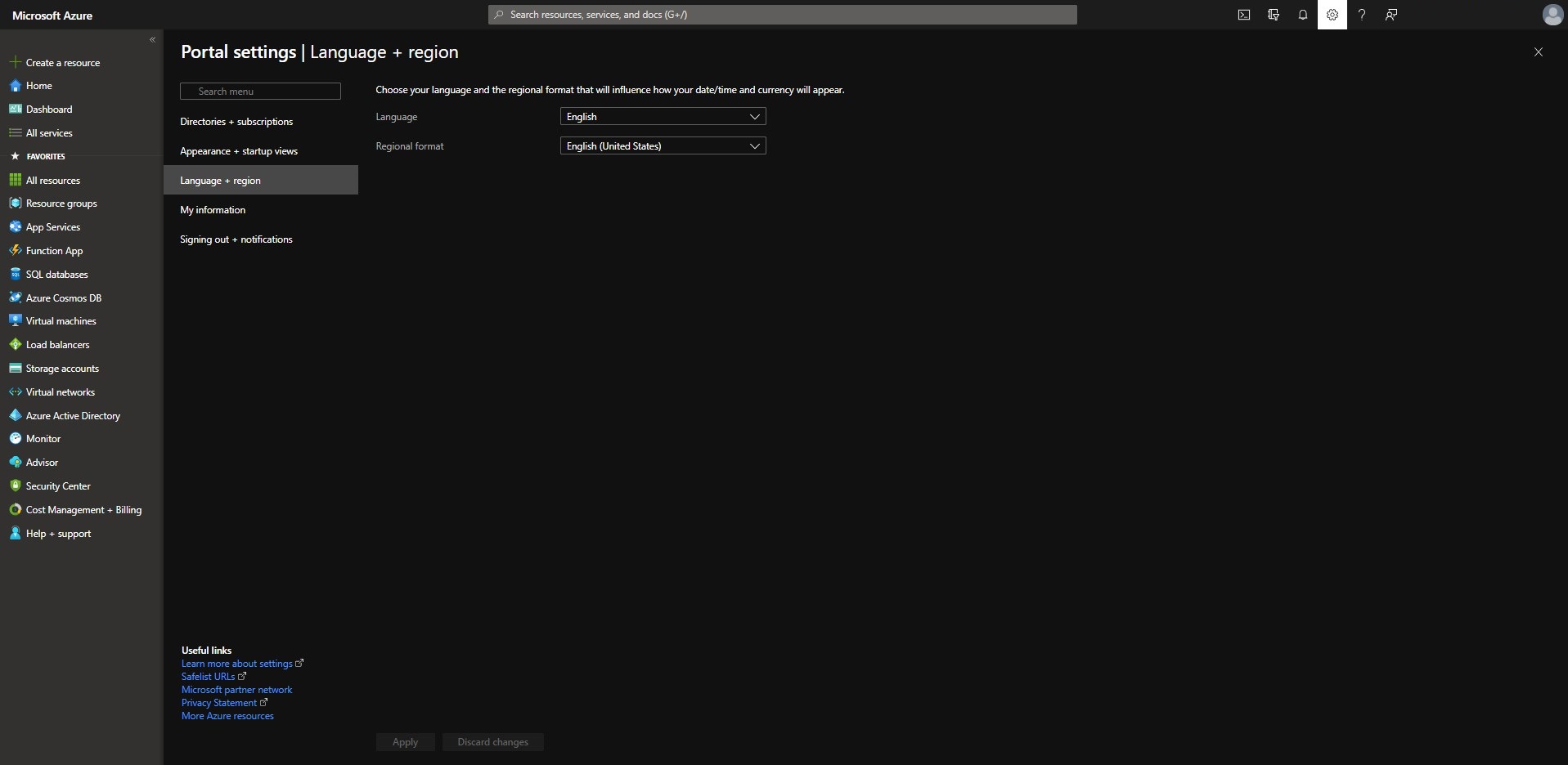 Portaleinstellungen Sprache und Region Portal Settings for Language and Region
