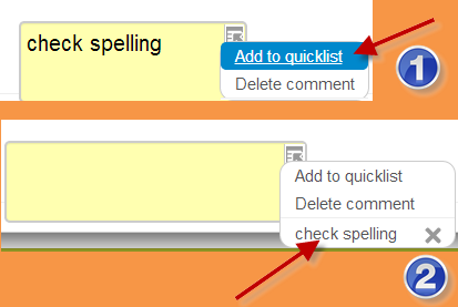 comments options Screenshot: Reuse the comments or delete the comments options