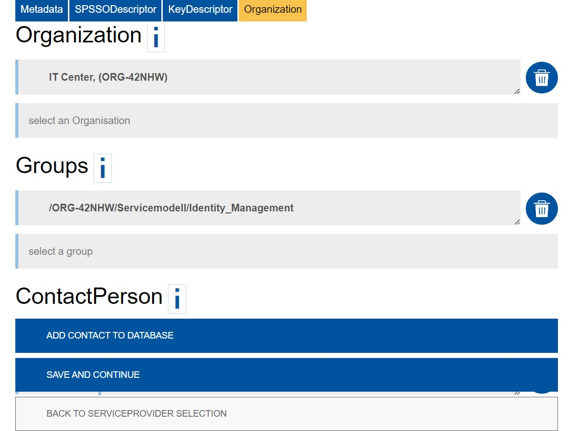 Screenshot of the Organization tab (4/4), as described below.