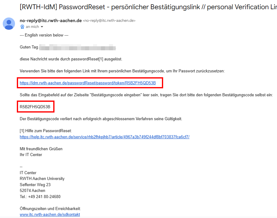 Screenshot der E-Mail.