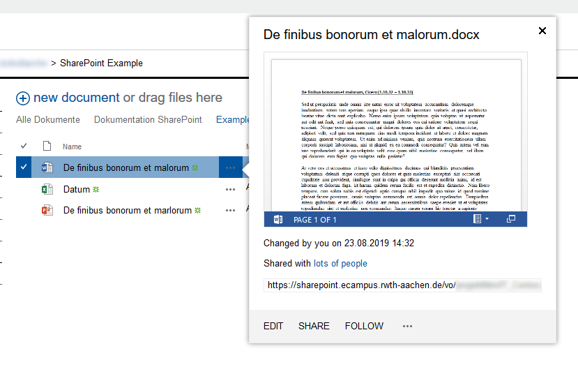Sharepoint Shared Services > Anleitung > Word Edit File Dialog.png (Word document properties) Word document properties