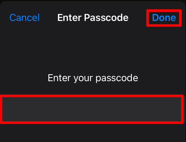 Confirmation with the device passcode Confirmation with the device passcode