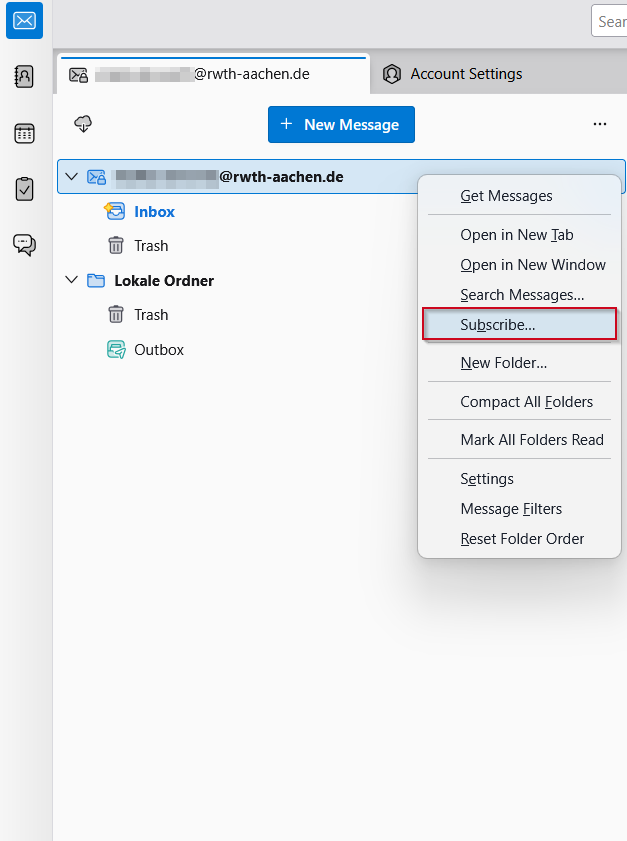 Opening the Subscribe menu