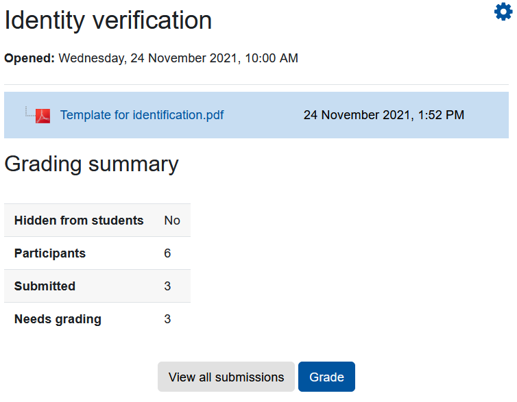 Grading summary Screenshot "Grading summary"