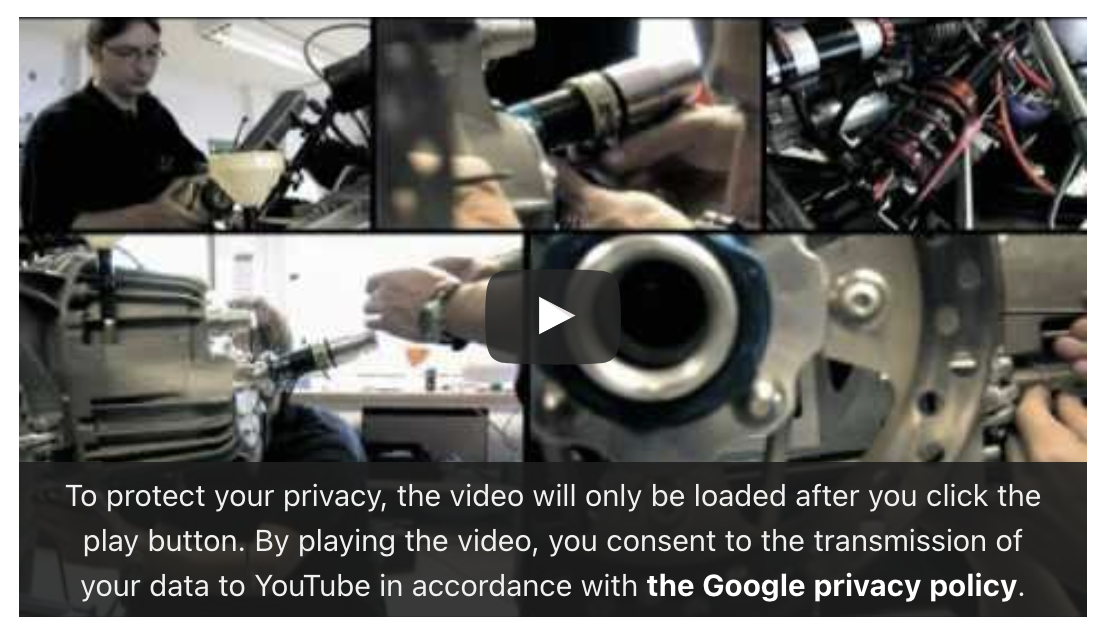 Screenshot of an embedded YouTube video with the predefined data protection notice.