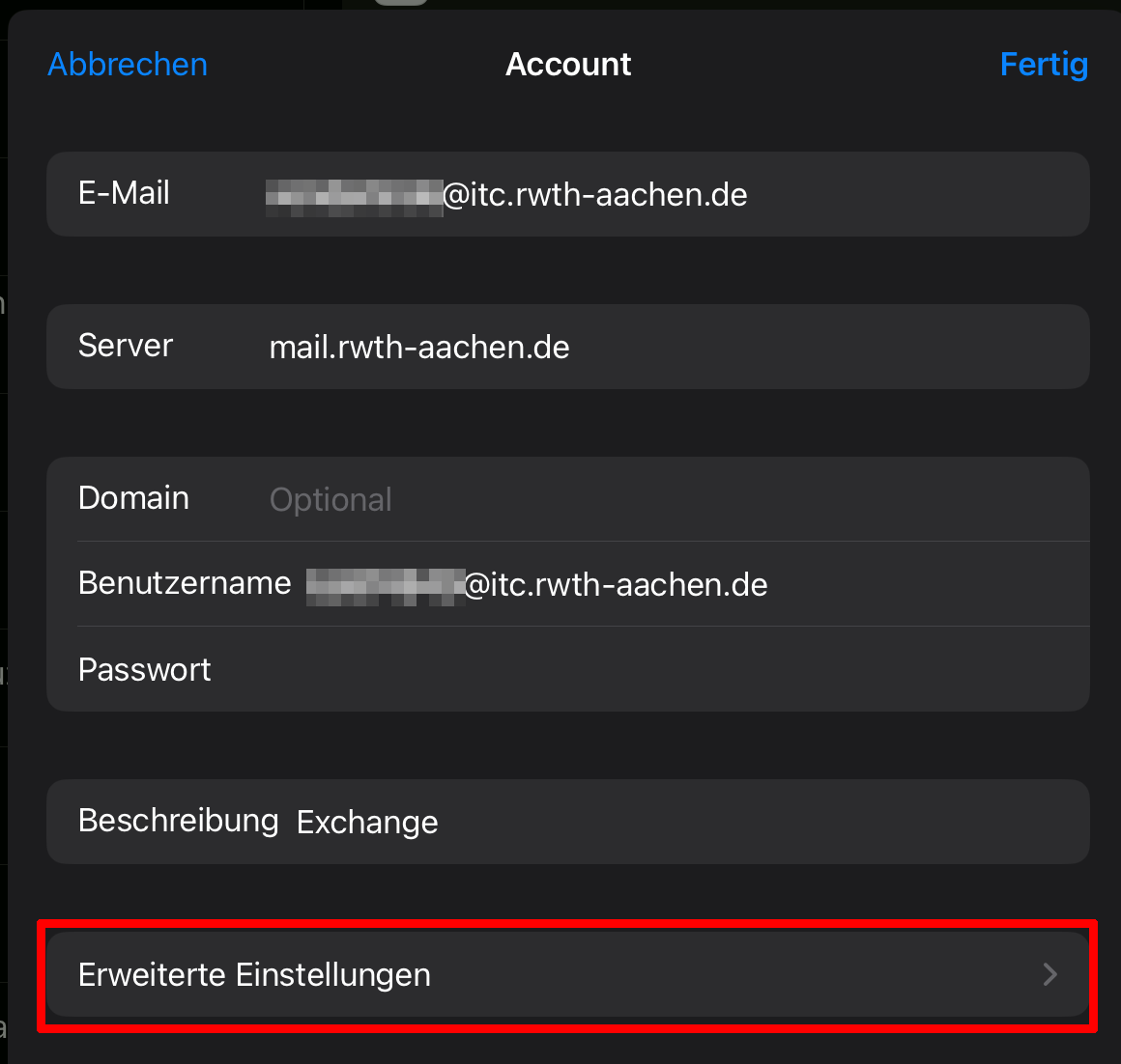 Erweiterte Einstellungen öffnen Erweiterte Einstellungen öffnen