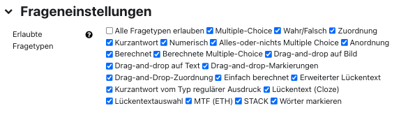 Frageneinstellungen von StudentQuiz Frageneinstellungen von StudentQuiz