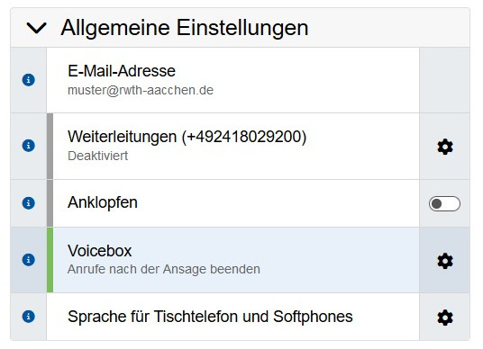 Ansicht wenn die Voicebox aktiv ist
