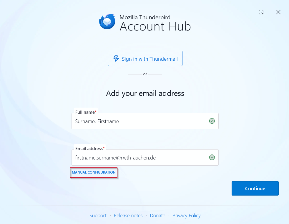 Thunderbird Account Hub