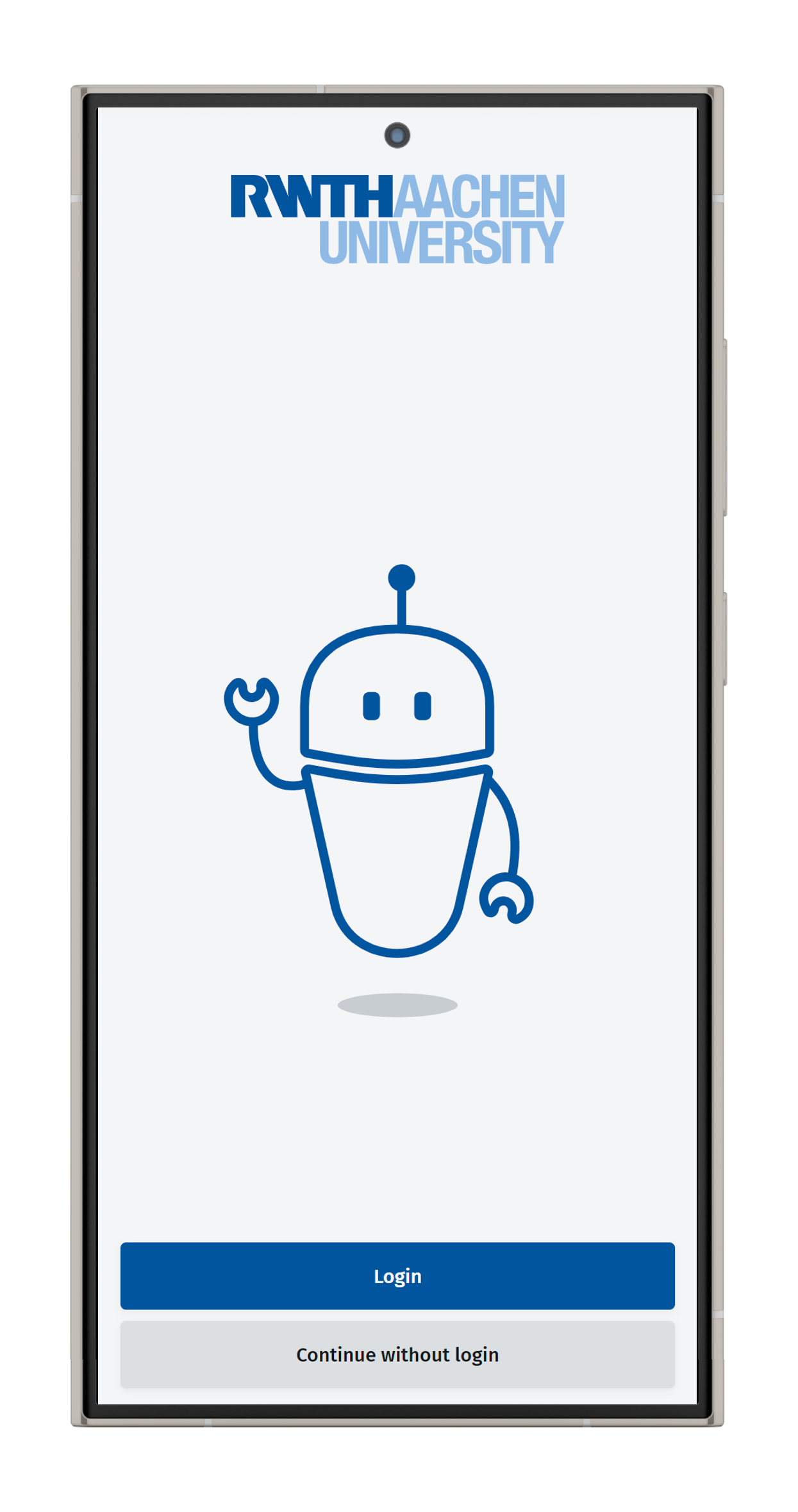 Screenshot: login screen with the login options.