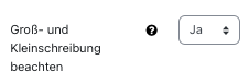 "Groß- und Kleinschreibung beachten" Option von Karteikasten
