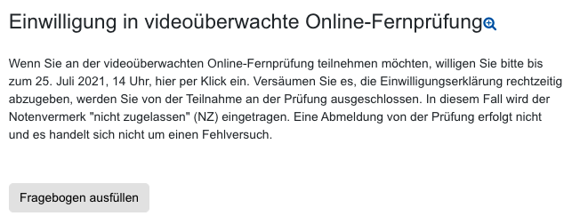 Screenshot: Feedbackbogen aufrufen