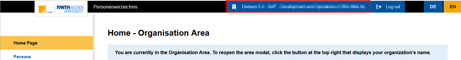 Header of the page A screenshot of the header of the page with a selection button marked red.