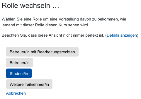 Dialog Rolle wechseln Dialog Rolle wechseln