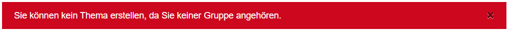 Screenshot Hinweis zur fehlenden Gruppenzugehörigkeit