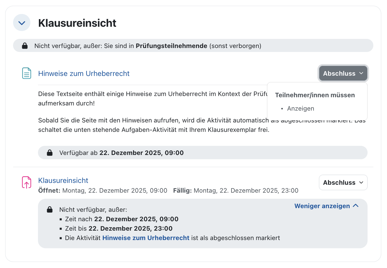 Screenshot: Kursseite