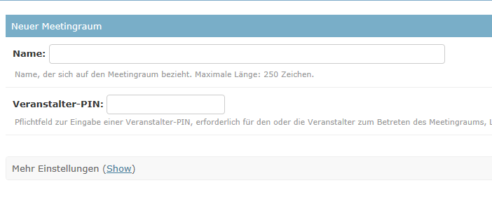 The picture shows the option for entering a name and a PIN for the meeting The picture shows the option for entering a name and a PIN for the meeting