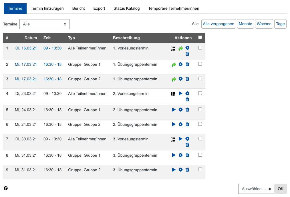 Screenshot Terminübersicht