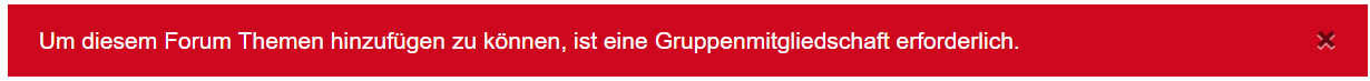 Screenshot Hinweis zur fehlenden Gruppenmitgliedschaft