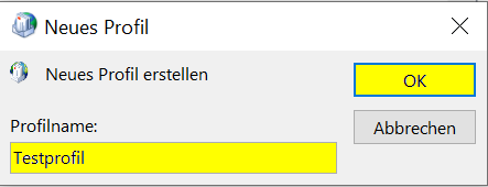 Profilname vergeben Profilname vergeben