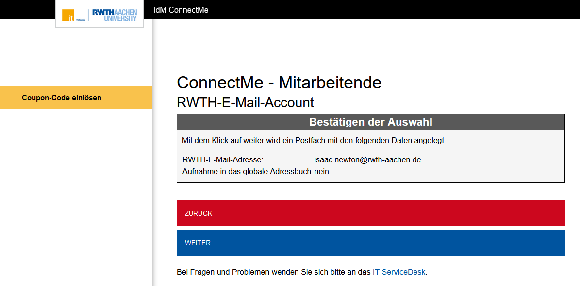 Auswahl bestätigen