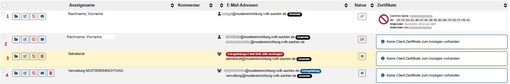 Meine E-Mail-Domains Beispieltabelle Meine E-Mail-Domains Beispieltabelle
