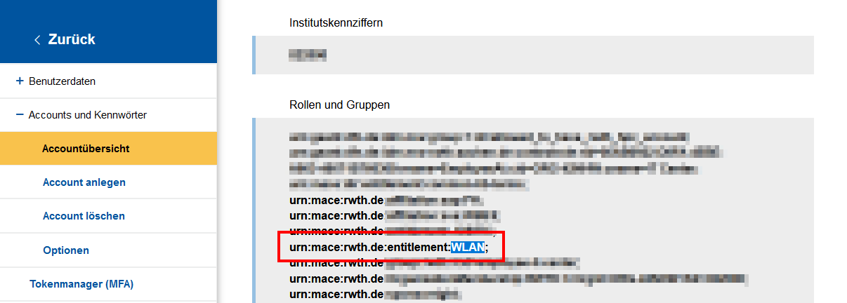 Screenshot der Single Sign-On Übersicht. Unter "Rollen und Gruppen" befindet sich der Wert.