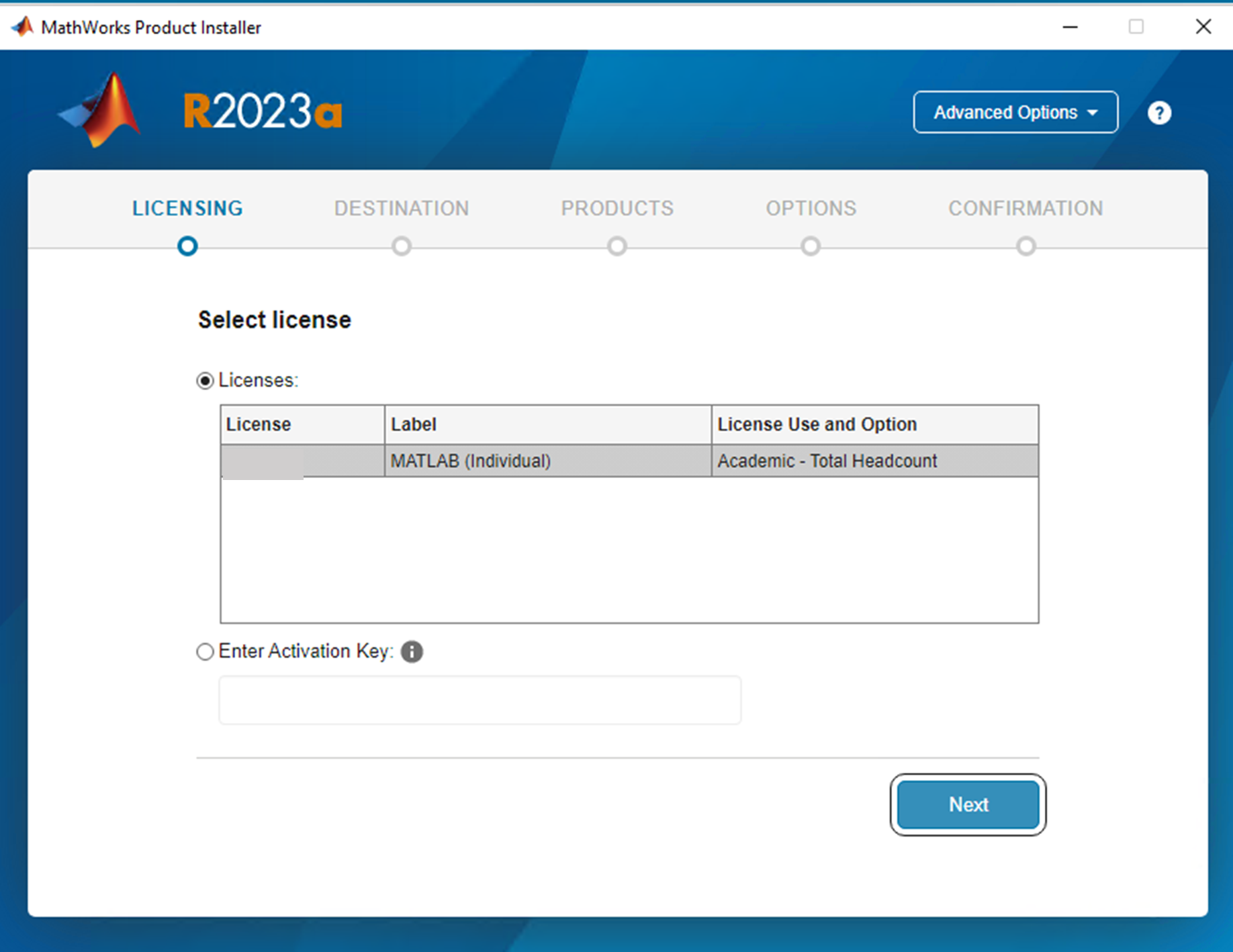 Choosing the license Choosing the license