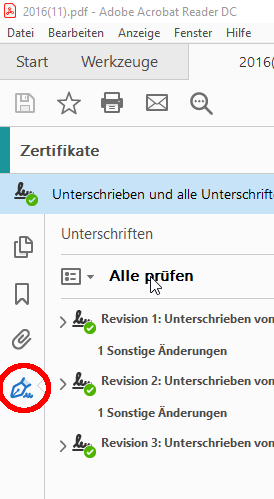 Unterschriftenfenster öffnen Unterschriftenfenster öffnen