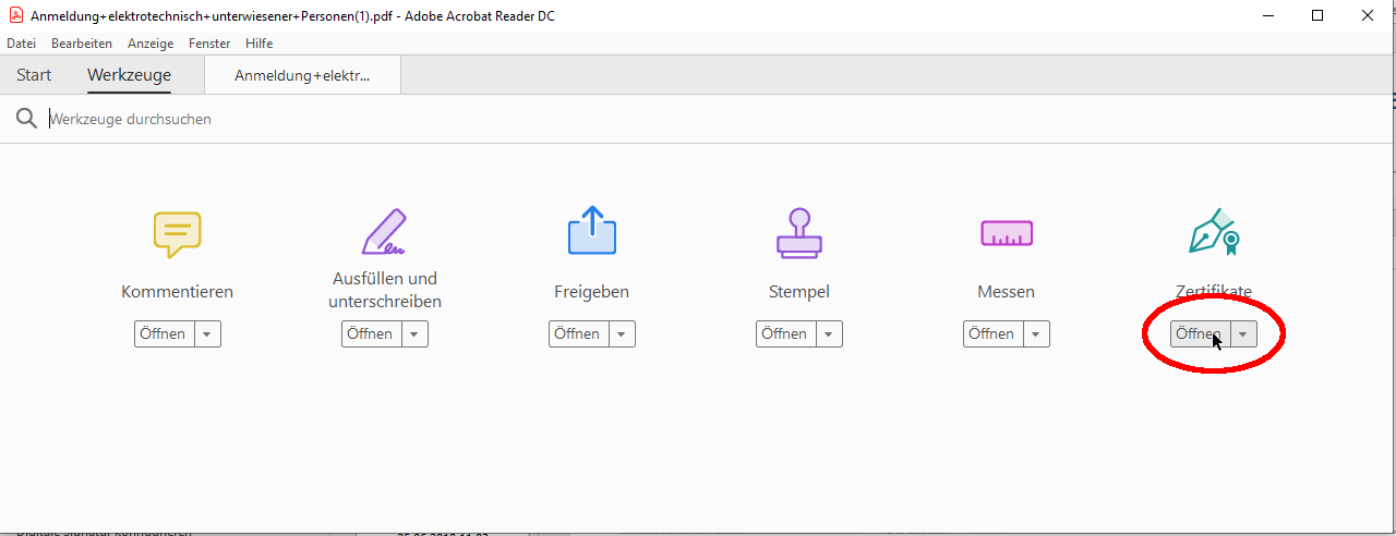 Zertifikate wählen Zertifikate wählen