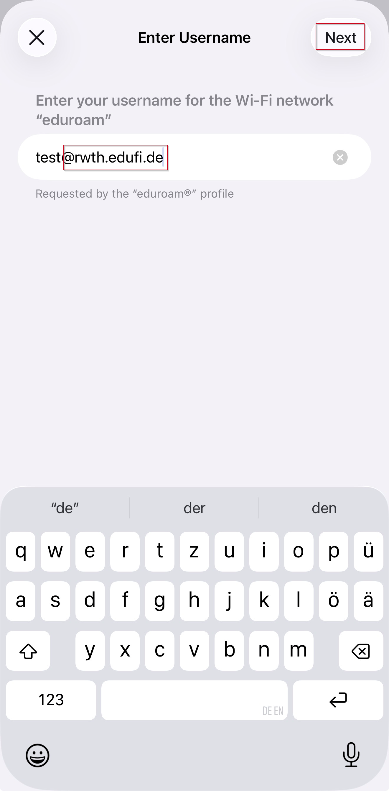 Enter Username Window