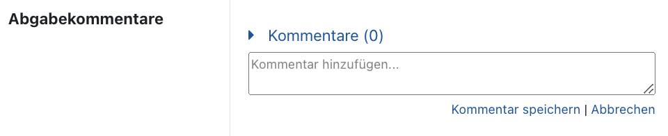Überblick von Abgabekommentare Abschnitt Überblick von Abgabekommentare Abschnitt