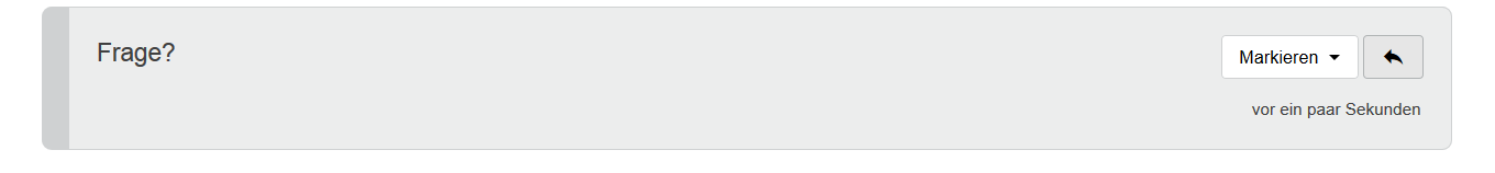 Screenshot eier Beispielnachricht. Der Button "Markieren" befindet sich nachstehend, in der selben Zeile wie die Nachricht. Danach kommt der Pfeil-Button zur Direktantwort.wi