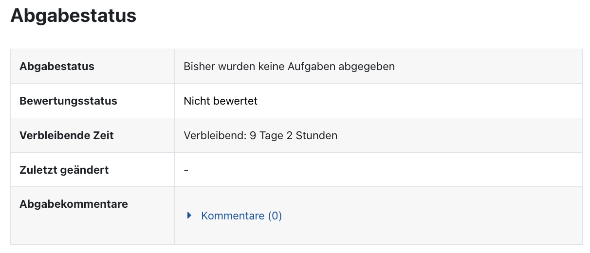 Informationen auf der Aufgabenseite Informationen auf der Aufgabenseite