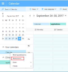 E-Mail > OWA Berechtigungen > calender3.PNG Screenshot of the Calendar window in the RWTH MailApp, which graphically displays the selection of options from step 1.