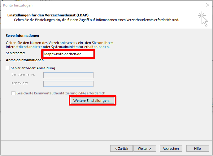 Servername einstellen Servername einstellen