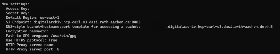 Die vollständige Bestätigung ist eine Zusammenfassung der bisherigen Konfigurationsschritte.