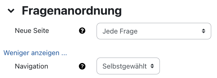 Fragenanordnung Einstellungen