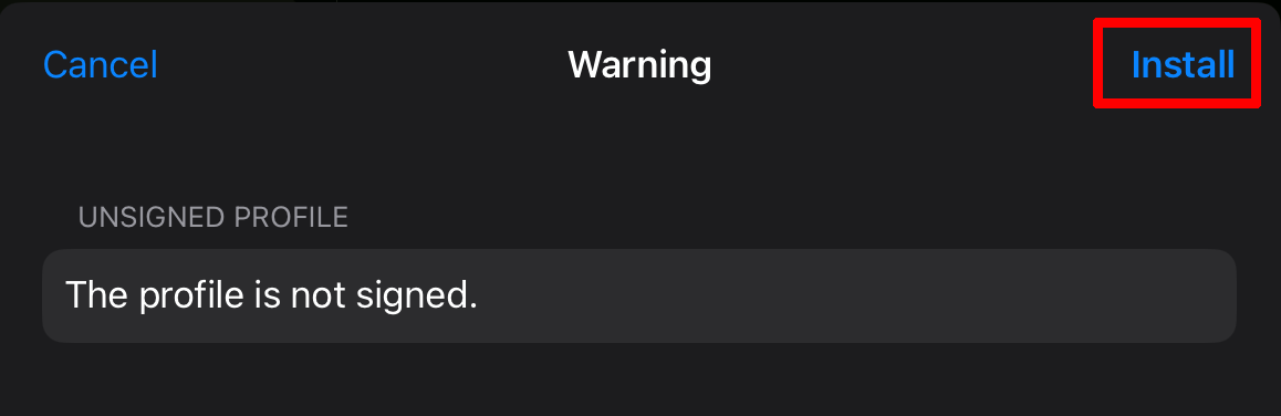 Confirmation of the installation Confirmation of the installation