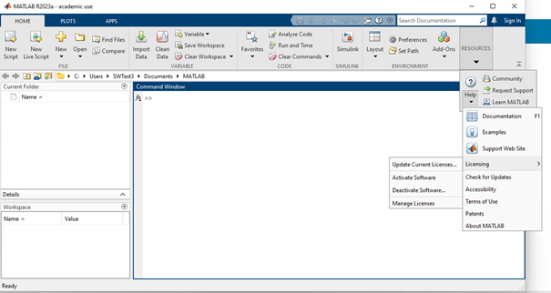 MATLAB manuell aktivieren Manually activating MATLAB