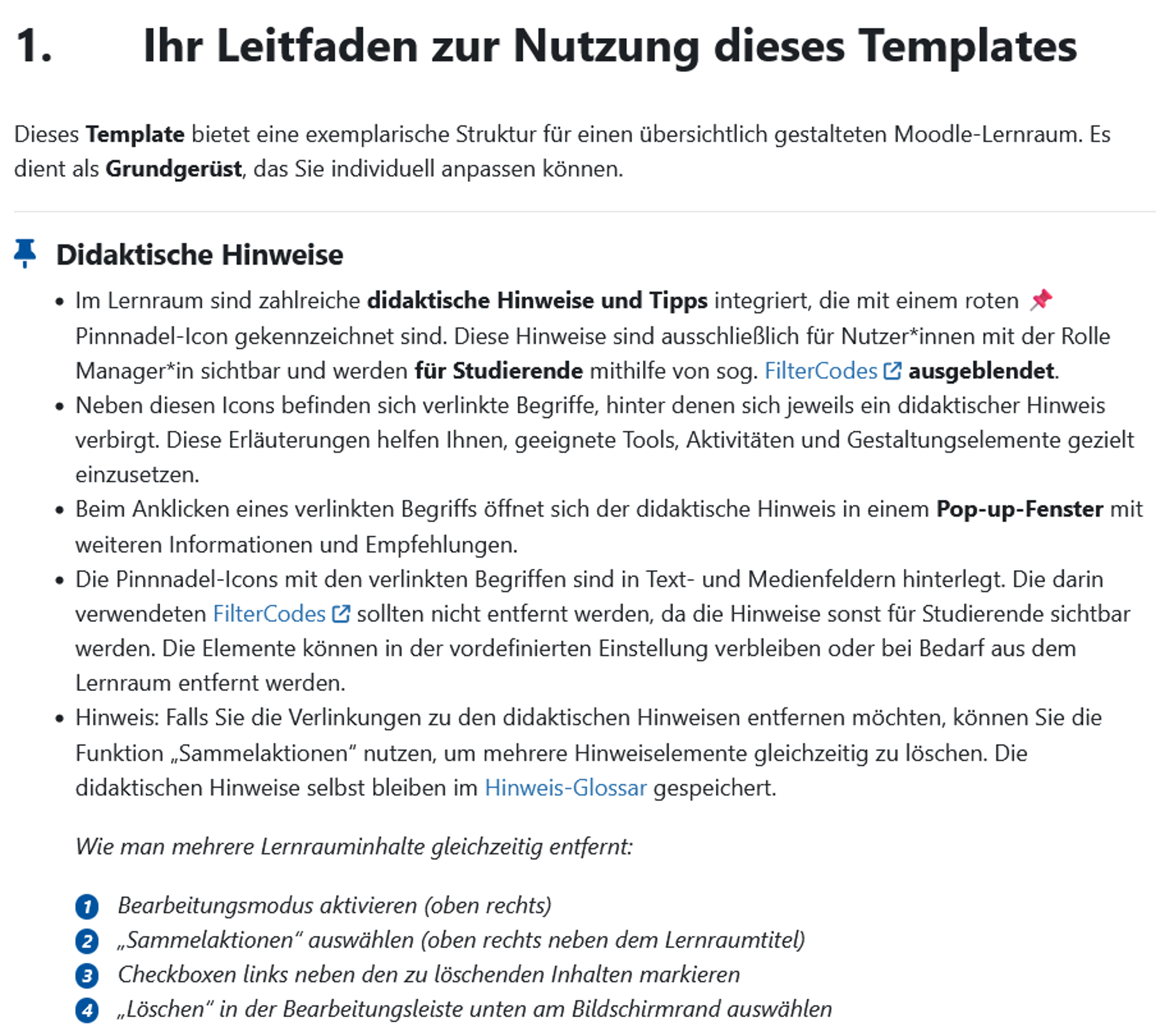 Screenshot: Kursabschnitt