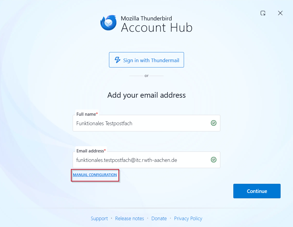 Thunderbird Account Hub