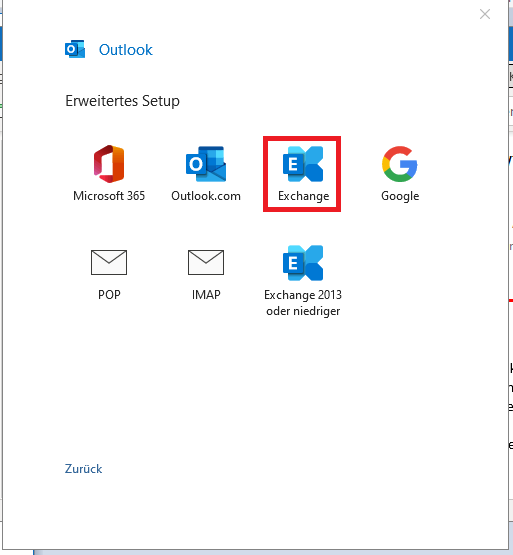 Auswahl vom Kontotyp Auswahl vom Kontotyp