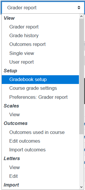 selection menu gradebook setup Screenshot selection menu gradebbok setup