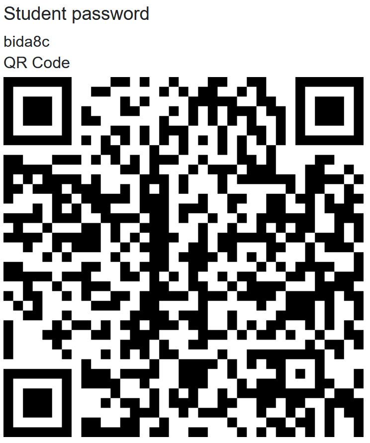 Example for combination QR-Code with password Screenshot example for combination QR-Code with password