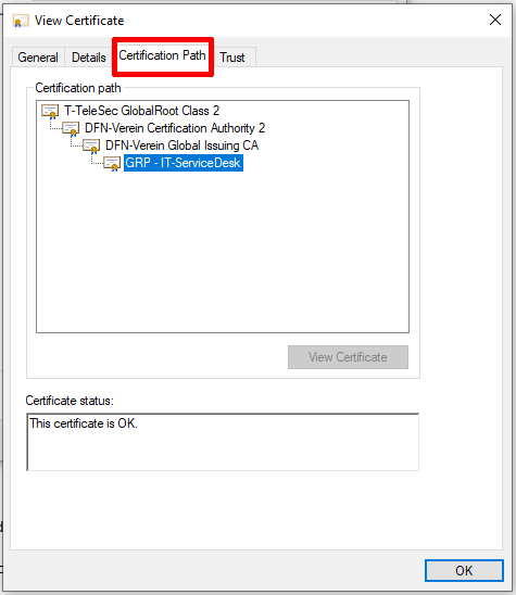 Examining the sender's certificate Examining the sender's certificate
