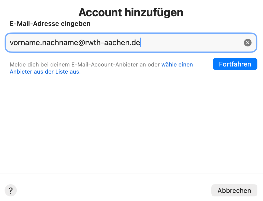 Account hinzufügen