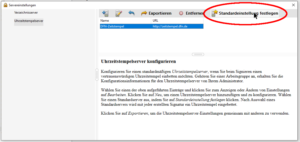 DFN-Zeitstempel-Dienst als Standard DFN-Zeitstempel-Dienst als Standard
